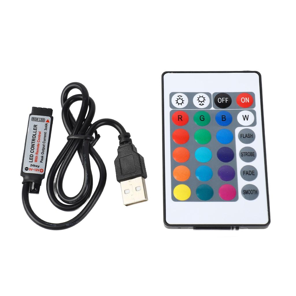 5V 24 Key RGB LED Light Strip Wireless Remote Control USB 6A Lamp Effect IR Controller