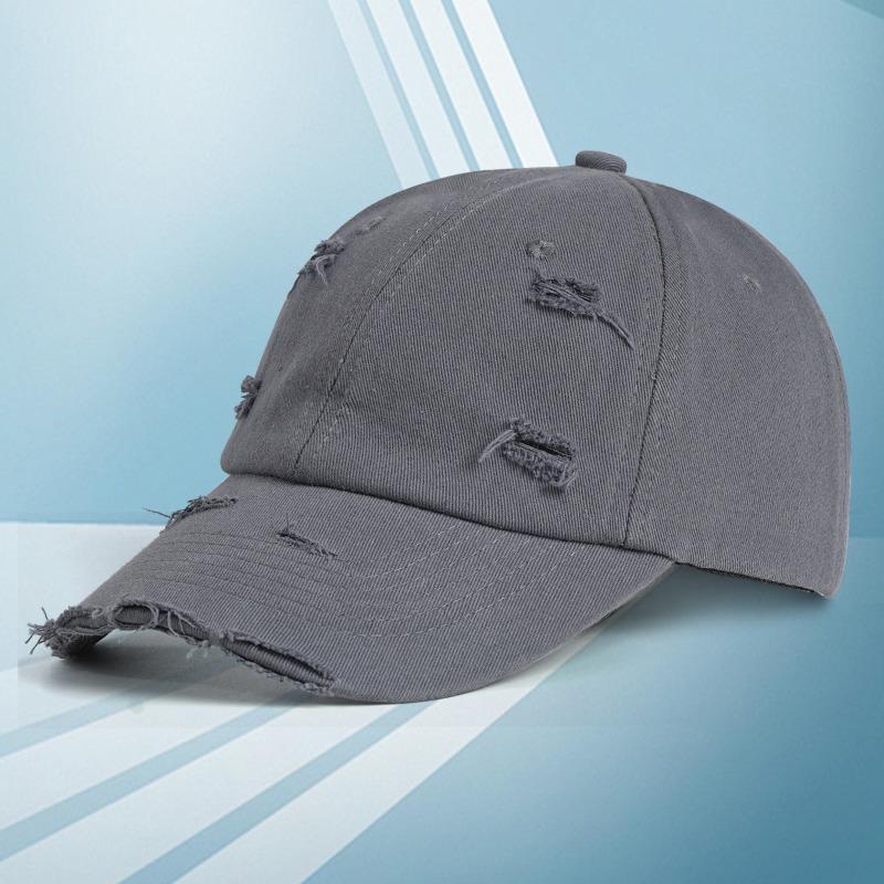 Summer sunscreen cotton ripped baseball cap embroidery big head circumference showing face small cap characters