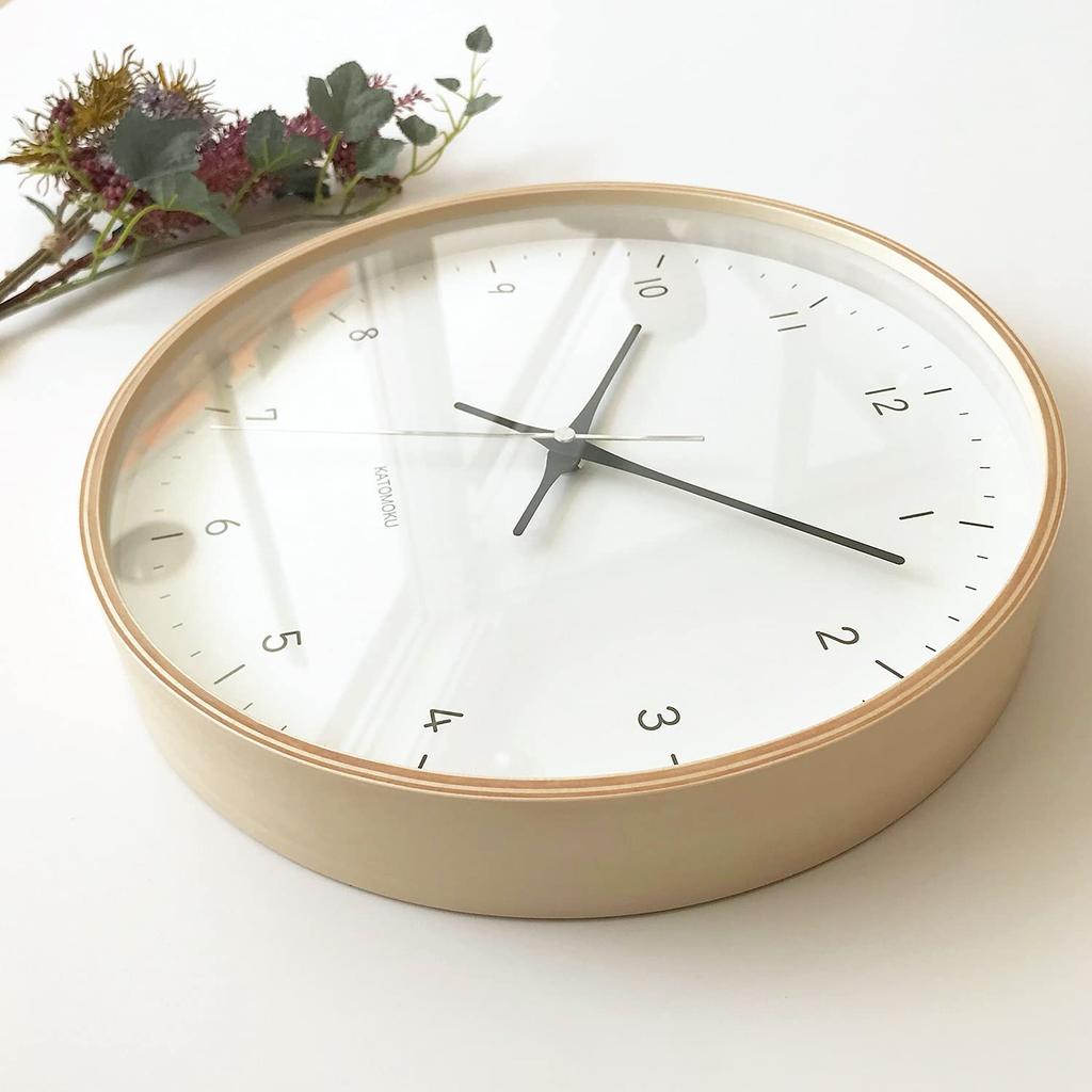 KATOMOKU plywood wall clock 12 wall clock with continuous second km-80NA Natural, hand, 304mm (radio-controlled clock)