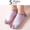 5 Pairs Spring No Show Toes socks Pure Cotton Colorful Cute Casual Soft Breathable,Deodorant,Invisible 5 Finger Socks Harajuku