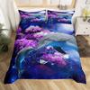 Galaxy Bedding Set Dolphin Comforter Cover for Kids Adult Duvet Cover Sea Creatures Bed Cover Starry Sky Blue Room Decor 3Pcs
