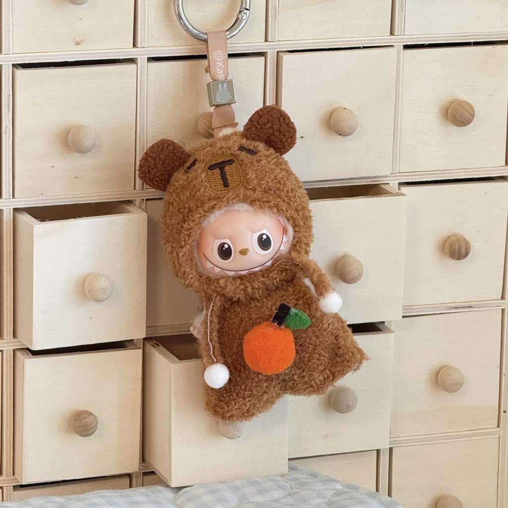 Puppenkleidung für 10,5 cm 4,0 Labubu Universelle Babykleidung Mini-Plüschpuppen-Kleidungszubehör für Weihnachts-Fans Geschenk
