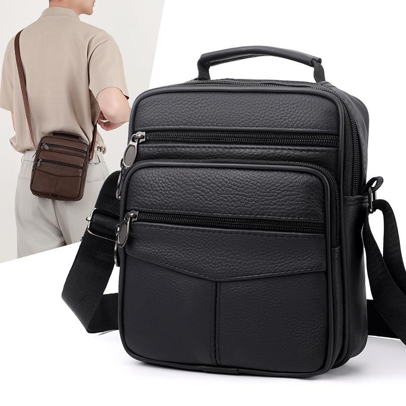Men's Small Leather Shoulder Crossbody Bag Business Casual Travel Mini Sling Bag