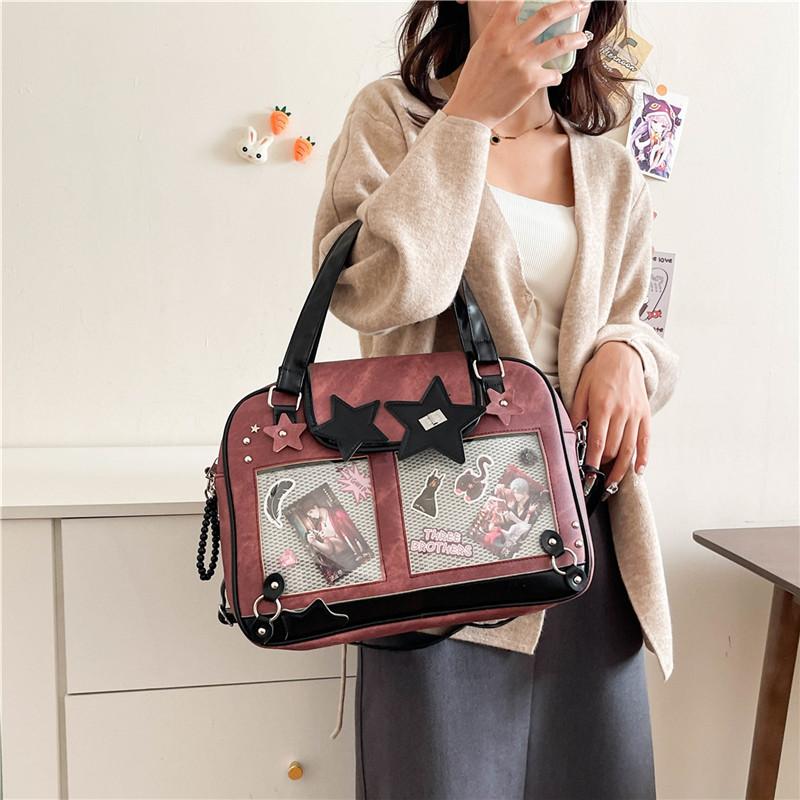 Y2K Star Itabag Lolita Transparent Pocket Crossbody Bag Women DIY Display Shoulder Handbag