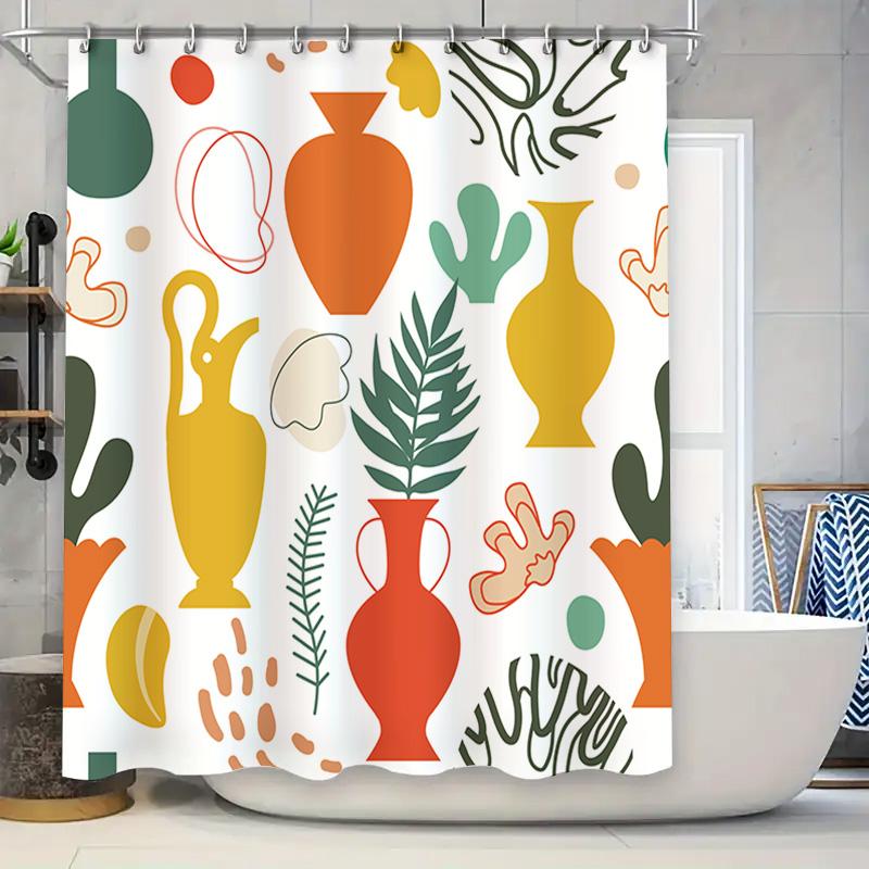 

Vibrant Vases Cacti Shower Curtain For Bathroom Decor Multicolored Fabric Curtain With Floral Patterns Size: 72X84Inches (183×21 W60H190(CM)-1 Pcs