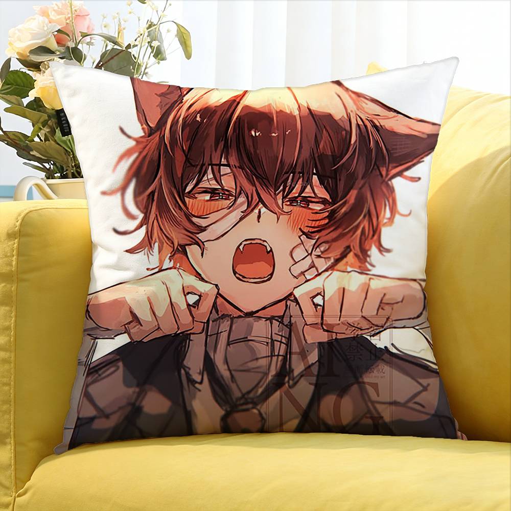 Bungo Stray Dogs O-Osamu D-Dazai   Various Sizes Square Pillow Case For Car Home Bedchamber Decor