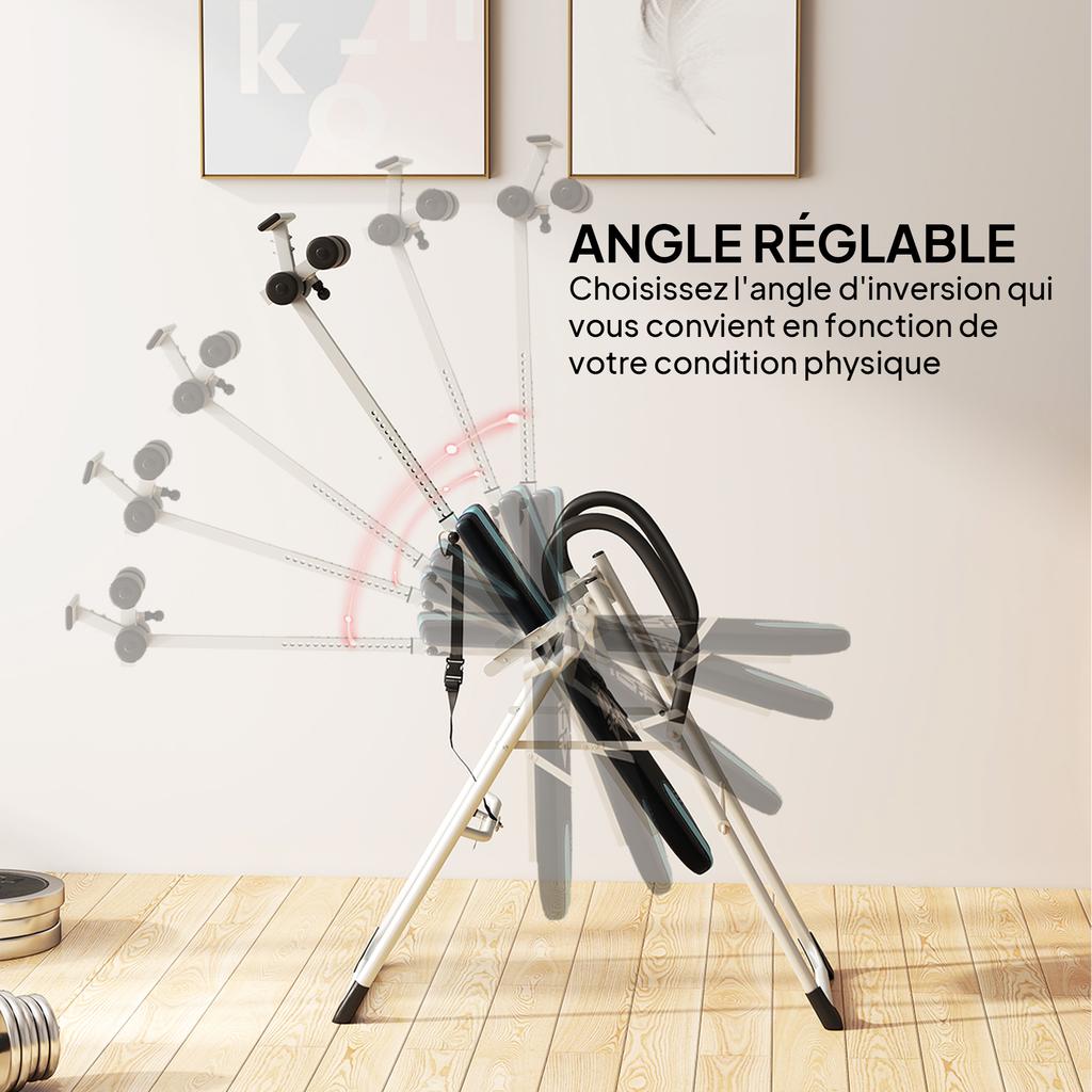 Inversion Table, Foldable Weight Training, Adjustable Safety Belt, Steel, Silver and Black