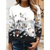 Women's Plus Size Floral Print Long Sleeve T-Shirt with Slight Stretch - Casual and Comfortable