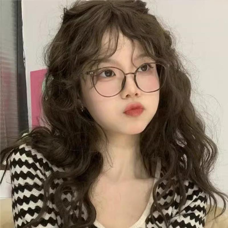 Fashion Anti-Blu Glasses Round Eyeglasses Frame Anti-Radiation Glasses Computer Eyewear No Degree Daily Office Wear Women Men