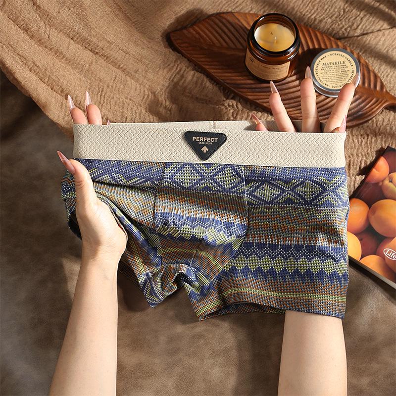 

Мужские роскошные хлопковые трусы-боксеры в этническом стиле - Удобные, дышащие, со средней посадкой XXXXXL синий