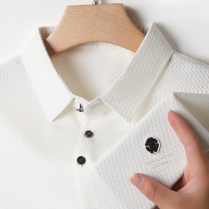 

Luxury Quality Men s Polo Shirt Simple Solid Color Letter Print Short Sleeve Summer Lapel T-shirt Business Casual Trend Menswear L белый