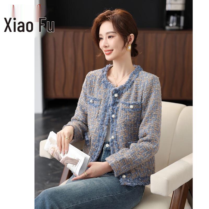 Elegant Tweed-Style Spring Jacket for Moms 5XL