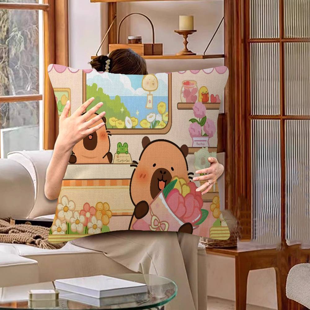Cute Capybara Cushion Cover Pillow Cover Decor Pillowcase Printed Cushion Case For Couch