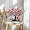 1pc Valentine's Day Heart Tree Decorative Cushion Cover - Red & Black Romantic Heart & Rose Pattern with Golden Swans