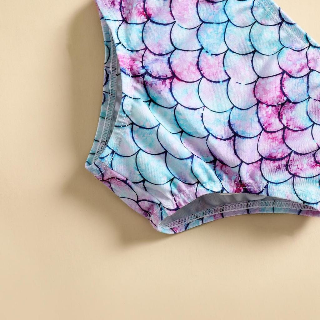 Baby Girl Mermaid Tassel Swimsuit with Sun Protection Shirt and Bubble Sleeves