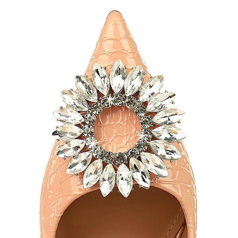 Fashion Women Pumps Patent Leather Snake Patterned Rhinestone High Heels 10 CM Stilettos Sexy Party Shoes Luxury Women Heels