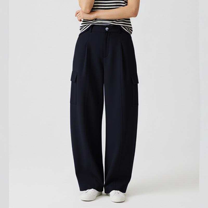 

2026 Spring Women s High Waist Mountain Style Wide-Leg Casual Pants Small темно-синий