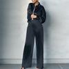 ZL1817 Spot 1116 Autumn and Winter New European and American Fashion Women's Clothing Waist Slim Long-sleeved Set Two-piece Set