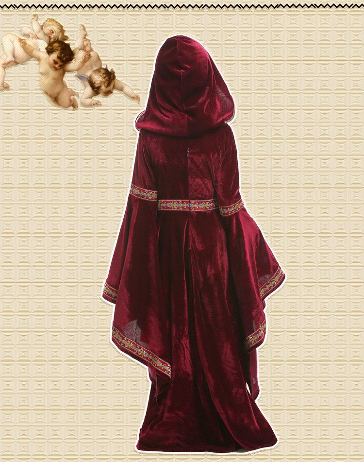 Pinse Evropa Středověký Halloweenský Kostým pro Dívky, Černý Přiléhavý Vzor, Dětské Divadelní Kostýmy