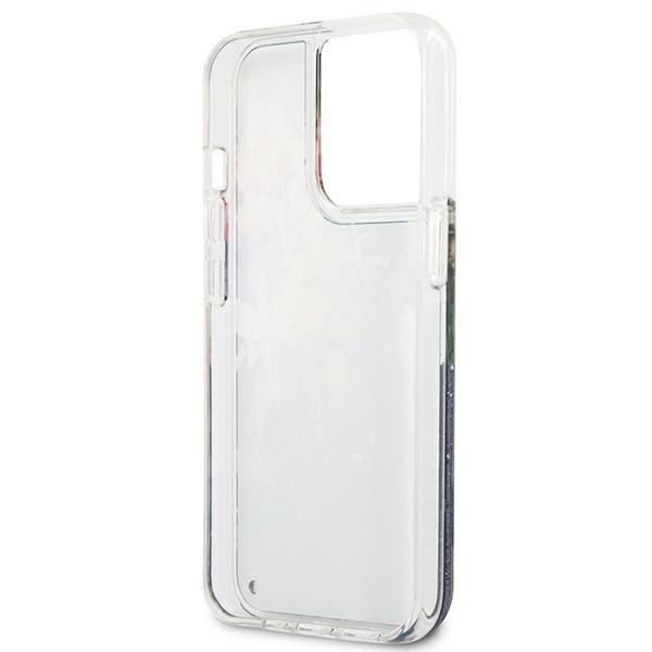 Guess Guhcp13Llflsb Iphone 13 Pro / 136,1 Niebieski/Blue Hardcase Flower Liquid Glitter