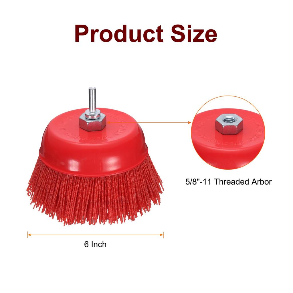 uxcell 6-inch Nylon Cup Brush 5/8-11 Arbor 80-Grit Surface Cleaning Polishing