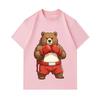 Men's 100% Cotton Crew Neck Short Sleeve T-Shirt, Cool Boxer Brown Bear Graphic Printed Casual Tee, Comfortable Loose Fit Daily Wear Top for Men