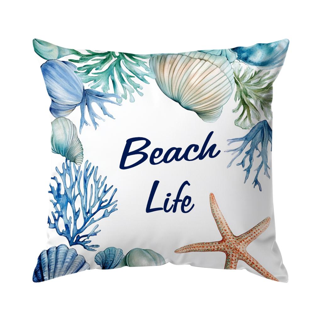 1/4pcs Watercolor Beach Illustration Cushions Pillowcase Polyester Cushion Cover Throw Pillow Pillowcover Home Car Sofa Decor
