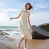 Sancai Lyocell Floral Puff Sleeve A-Line Dress