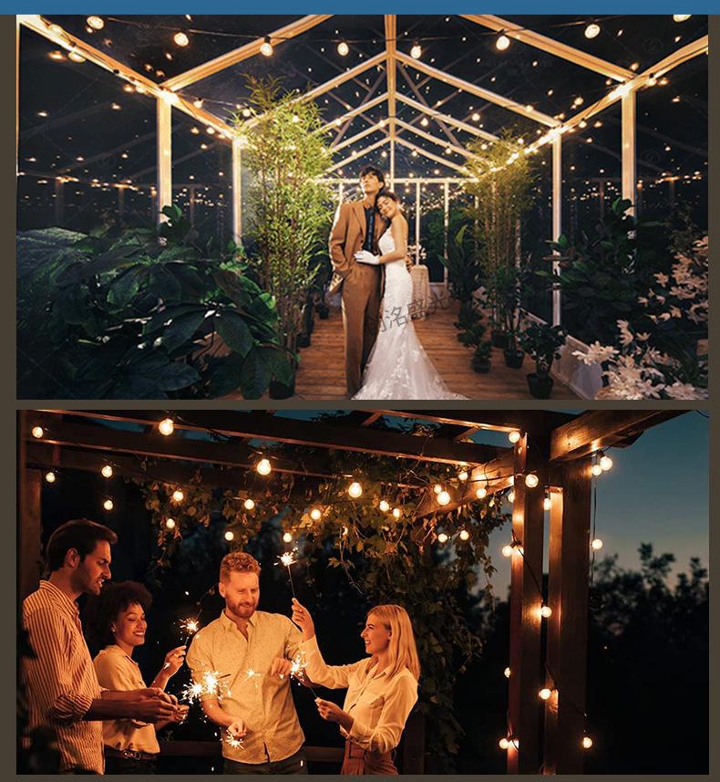 In-Stock 24V G40 Low Voltage String Lights with Remote, Dimmable & Waterproof for Garden or Camping Decor