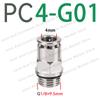 PC-G Thread G1/8 1/4 3/8 1/2 PU Gas Pipe 6 8 10 12mm With Sealing Ring 8-G02 Pneumatic Quick Connector All Copper Nickel Plated