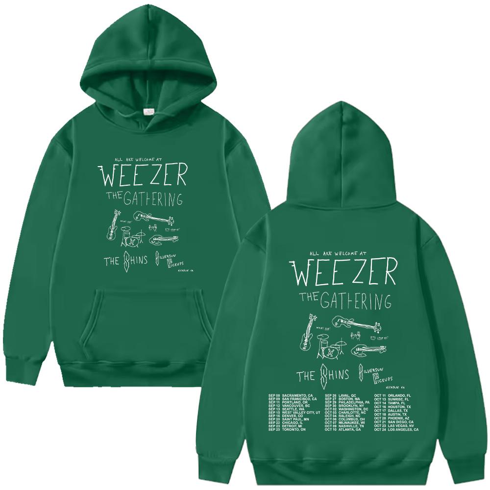 Weezer Band Tour 2026 Hooide Moda Uomo Donna Hip Hop Felpe con Cappuccio alla Moda Manica Lunga Abbigliamento Oversize Casual Felpa con Cappuccio