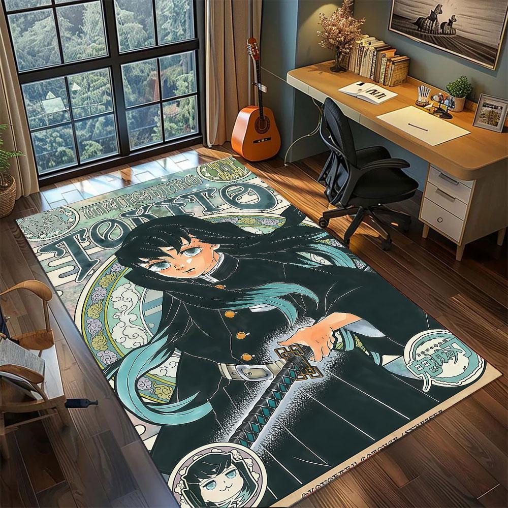 

Demon Slayer Tanjiro Carpet for Living Room Bedroom Home Decor Cool Movie Mat Play Floor Mat 60x90cm