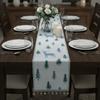 Embroidery Pattern Christmas Tree Elk Table Runner Stain-resistant with Tassel Ball Table Cloth Thickened Soft Table Cover