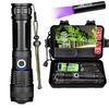 High Power LED Flashlight  Rechargeable - Long Range Torch with Telescopic Zoom, Bright Self-Defense Flashlight for Outdoor Use