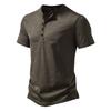 T-shirt da uomo in cotone di bambù con colletto Henley a maniche corte, taglie forti, moda casual europea