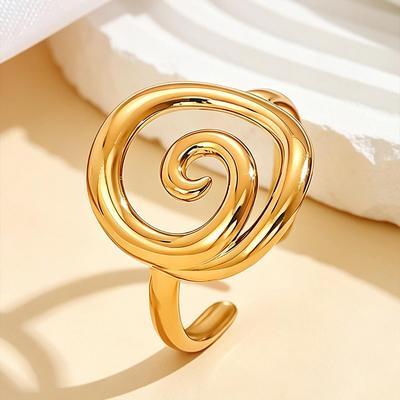Stainless Steel 18K Gold Plated Adjustable Spiral Ring