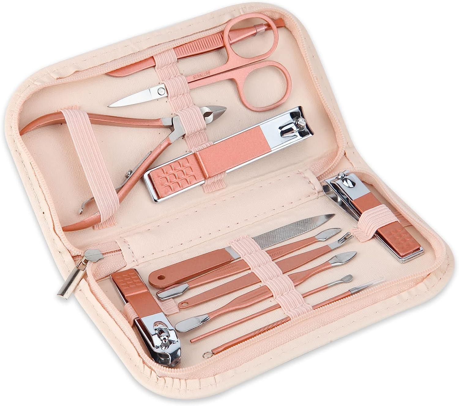 Nail Clipper Set Nail Art Tool Set Nail Knife Set-Carbon Steel Durable & Portable for Finger and Toe Use розовый