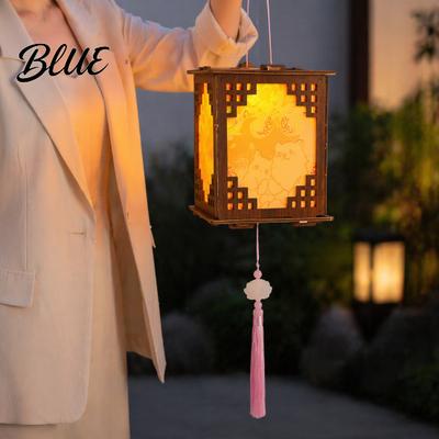 Adults Kids Lantern Kit DIY Vintage Palace for Kids Chinese Style Wooden Frame Fame Crafts Brocade Crafts Making Material Set Mid-Autumn Festival