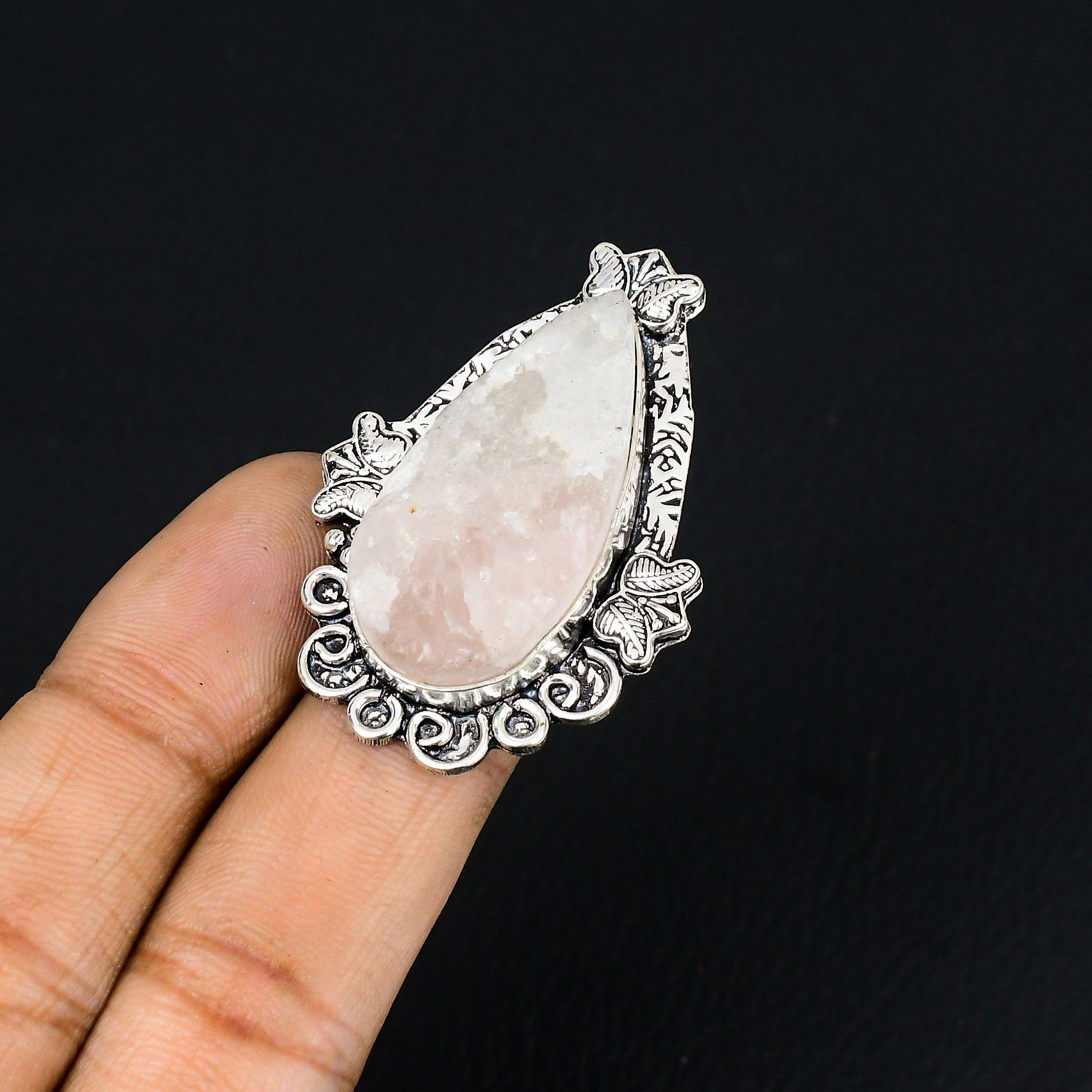 Daughters Day Sale Rose Quartz Stone Engagement Mother Ring Size 7 925 Silver 7