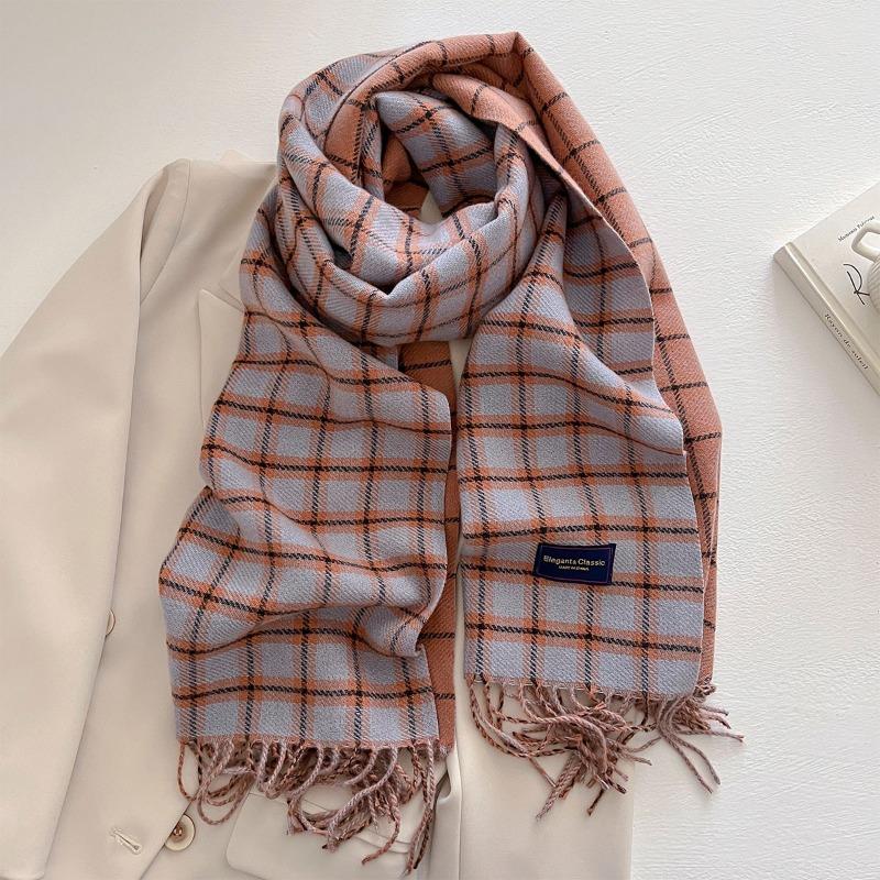 Autumn and winter new versatile scarf women's thickened woven thick beard fringed warm scarf imitation cashmere shawl