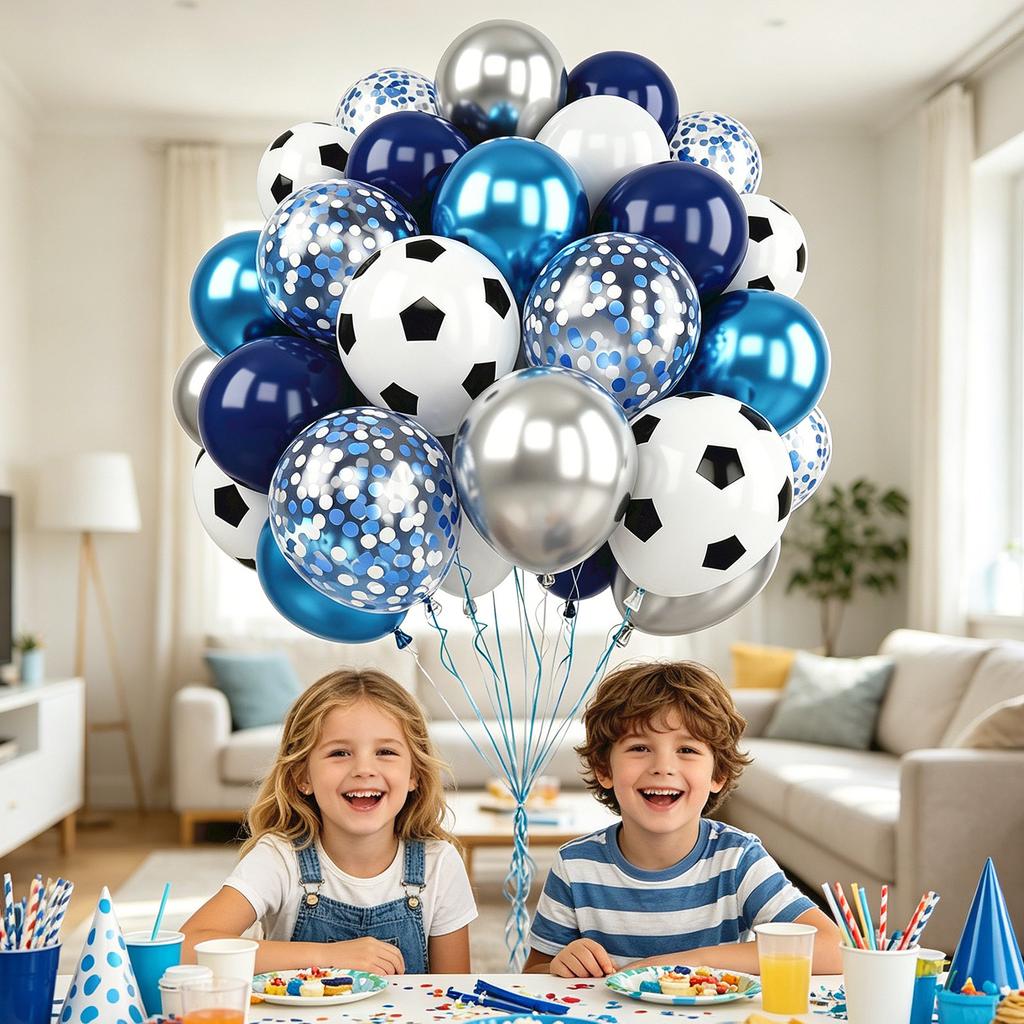 Party Balloon Decoration Set 32/50pcs Includes Latex Balloons Foil Balloons Confetti Balloons and Soccer Ball Balloons for Event Celebration
