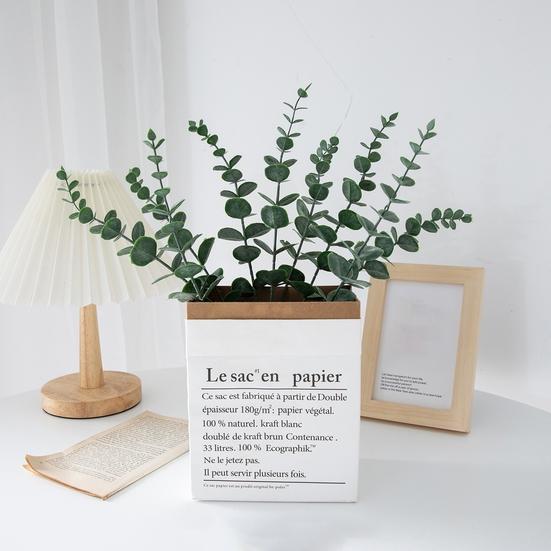 24Pcs Artificial Leaves Realistic Care Easy Simulated Plastic 38cm Eucalyptus Green Plant Branch