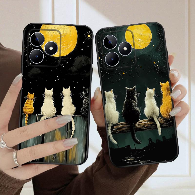 Фоновий кіт Для Oppo Realme 11 12 12X 14 Pro Plus 8 C55 C63 65 67 75 51 53 GT 2 7 Neo 3 5 SE 7 50 силіконовий м'який чохол для телефону