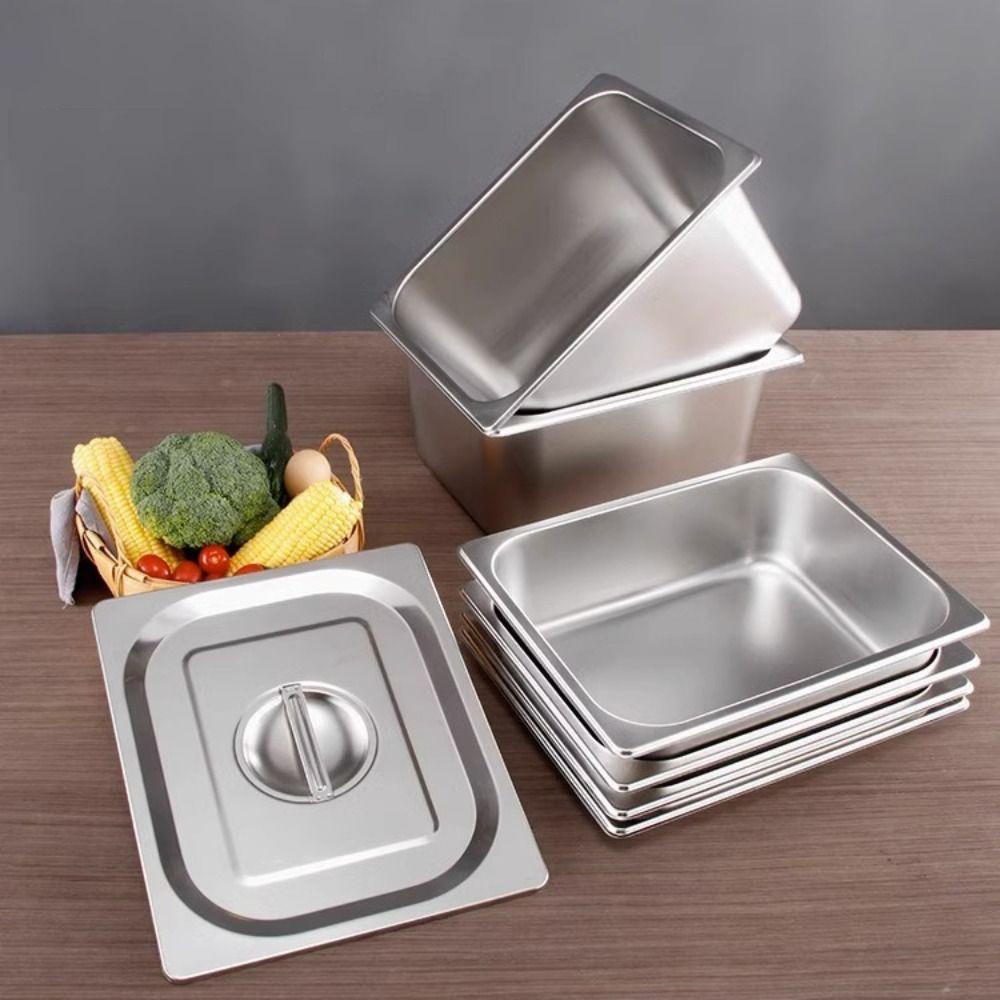 Stainless Steel Canteen Food Basin Rectangular Food Preparation Box Food Storage Box  Commercial