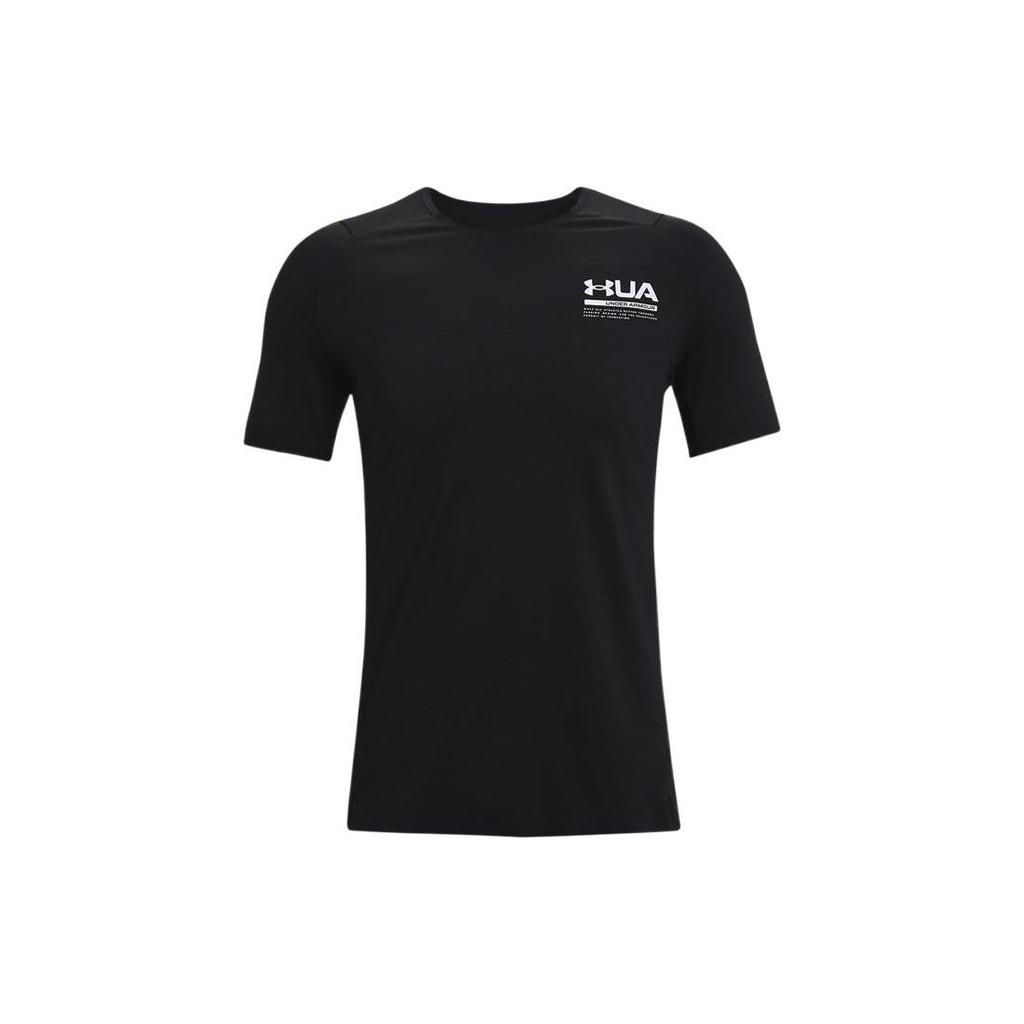 Under Armour Solid Color Logo Print Fitted Crew Neck Short Sleeve Raglan T-Shirt Men Tops Black 1361424-001