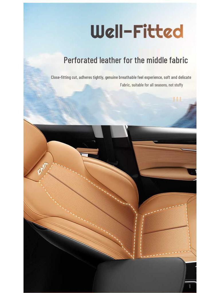 Breathable Perforated Leather Seat Covers for 2023-2025 Geely Boyue L: Full Coverage, Four Seasons Cushion
