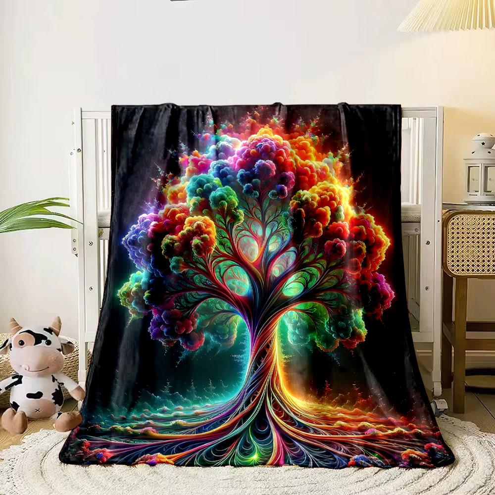 Colorful Trippy Tree Blanket bedroom Blanket for Livingroom Couch lunch break Soft throw for Friend's festival Gift
