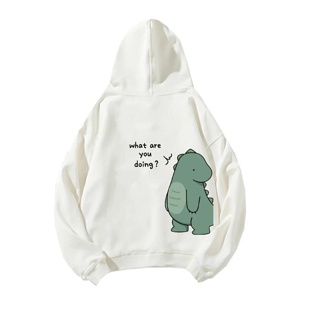 Fashion Cute Men's Rock Ni Shirt Dinosaur Long Printed Hoodie Sweatshirt Hoodie Fashion Casual Harajuku Cartoon Couple Hoodie