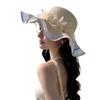 Summer Pearl Floral Straw Hat With Wide Brim For Outdoor Travel Sun Protection