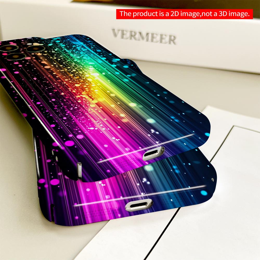 2DFlat Rainbow Light Particles Phone Case All inclusive film hard phone case, compatible with iPhone 18 Pro Max 17 16 15 14 13 12 11
